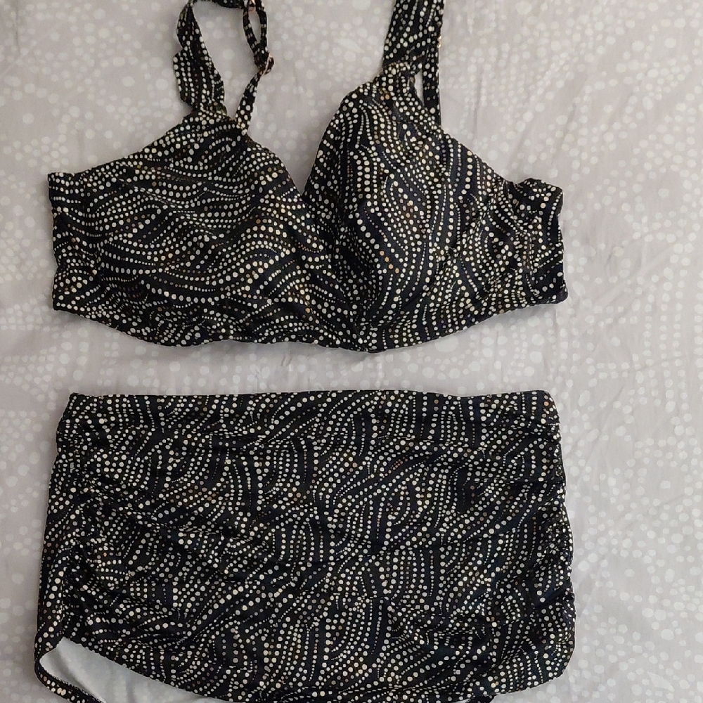 Miraclesuit Black And White Dot-Pattern Swim Biki… - image 1